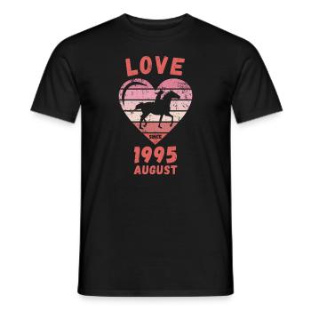 Love Horse Riding Birthday Août 1995 - T-shirt homme - noir - Devant - AI Model Male 178 light (178cm)