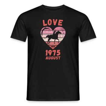 Love Horse Riding Birthday August 1975 - Men's T-Shirt - black - Front - AI Model Male 178 light (178cm)