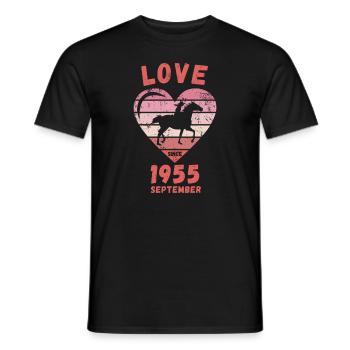 Amour équitation Anniversaire Septembre 1955 - T-shirt homme - noir - Devant - AI Model Male 178 light (178cm)