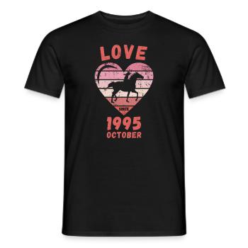 Amour équitation anniversaire Octobre 1995 - T-shirt homme - noir - Devant - AI Model Male 178 light (178cm)