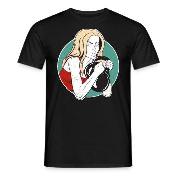 Bodybuilder Leg Day Girl Kettlebells Fitness - T-shirt homme - noir - Devant - AI Model Male 178 light (178cm)