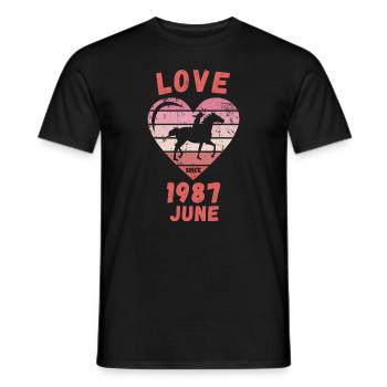 Love Horse Riding Birthday June 1987 - Men's T-Shirt - black - Front - AI Model Male 178 light (178cm)