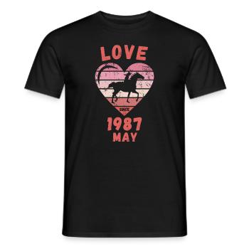 Love Horse Riding Birthday May 1987 - Men's T-Shirt - black - Front - AI Model Male 178 light (178cm)