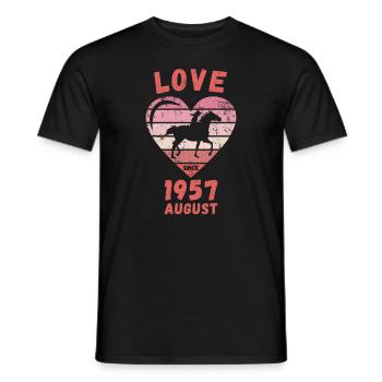Love Horse Riding Birthday August 1957 - Men's T-Shirt - black - Front - AI Model Male 178 light (178cm)