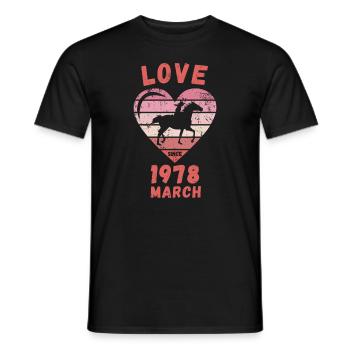 Love Pferde Reiten Geburtstag März 1978 - Männer T-Shirt - Schwarz - Vorne - AI Model Male 178 light (178cm)