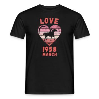 Love Pferde Reiten Geburtstag März 1958 - Männer T-Shirt - Schwarz - Vorne - AI Model Male 178 light (178cm)