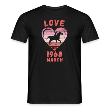 Amour équitation anniversaire Mars 1968 - T-shirt homme - noir - Devant - AI Model Male 178 light (178cm)