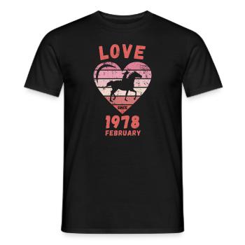 Love Horse Riding Birthday February 1978 - Men's T-Shirt - black - Front - AI Model Male 178 light (178cm)