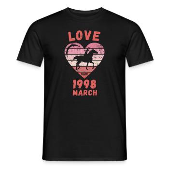 Love Horse Riding Birthday Mars 1998 - T-shirt homme - noir - Devant - AI Model Male 178 light (178cm)