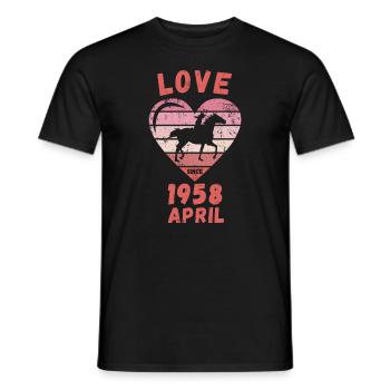 Love Pferde Reiten Geburtstag April 1958 - Männer T-Shirt - Schwarz - Vorne - AI Model Male 178 light (178cm)