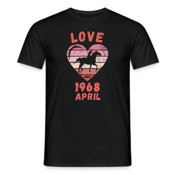 Amour équitation anniversaire avril 1968 - T-shirt homme - noir - Devant - AI Model Male 178 light (178cm)
