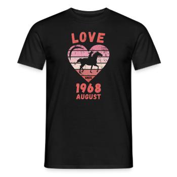 Amour équitation anniversaire août 1968 - T-shirt homme - noir - Devant - AI Model Male 178 light (178cm)