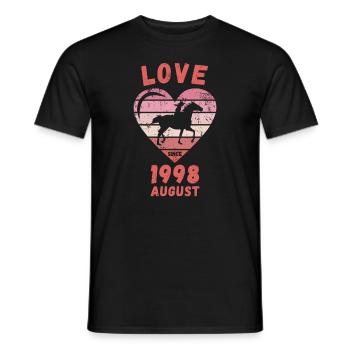 Love Horse Riding Birthday Août 1998 - T-shirt homme - noir - Devant - AI Model Male 178 light (178cm)