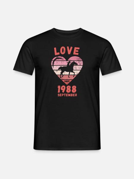 Love Pferde Reiten Geburtstag September 1988 - Männer T-Shirt - Schwarz