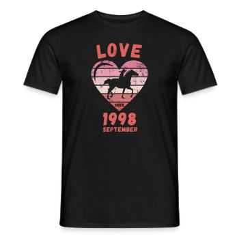 Love Horse Riding Birthday Septembre 1998 - T-shirt homme - noir - Devant - AI Model Male 178 light (178cm)