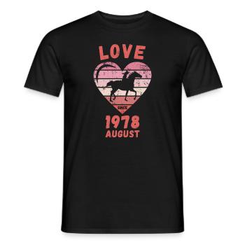 Love Pferde Reiten Geburtstag August 1978 - Männer T-Shirt - Schwarz - Vorne - AI Model Male 178 light (178cm)
