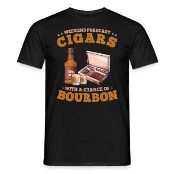 Weekend Forecast Cigars with a Chance of Whiskey - Men's T-Shirt - black - Front - AI Model Male 178 light (178cm)