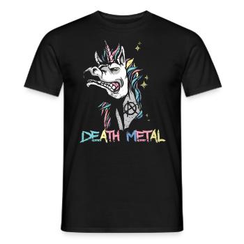 Death Metal Einhorn Musik Metal Head Rocker Heavy - Männer T-Shirt - Schwarz - Vorne - AI Model Male 178 light (178cm)