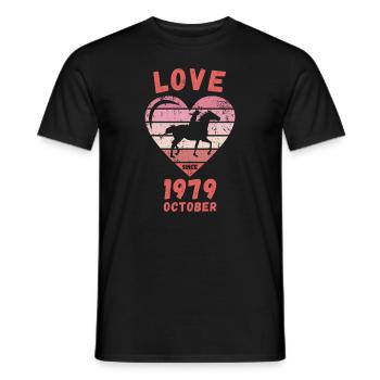 Amour équitation anniversaire Octobre 1979 - T-shirt homme - noir - Devant - AI Model Male 178 light (178cm)