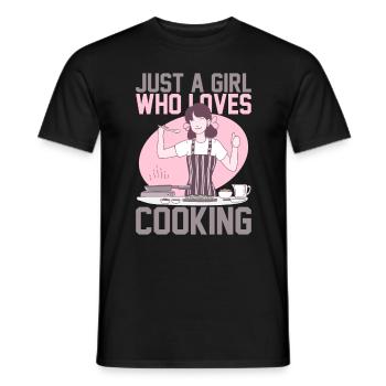JUST A GIRL WHO LOVES COOKING - Men's T-Shirt - black - Front - AI Model Male 178 light (178cm)