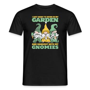 Garden Gnome Gardener Figurine - Men's T-Shirt - black - Front - AI Model Male 178 light (178cm)