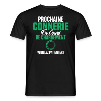 Prochaine Connerie En Cours De Chargement - T-shirt homme - noir - Devant - AI Model Male 178 light (178cm)