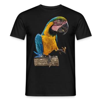The blue and yellow macaw - Men's T-Shirt - black - Front - AI Model Male 178 light (178cm)