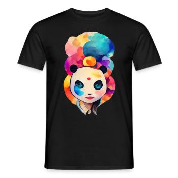 Femme panda mignonne colorée - T-shirt homme - noir - Devant - AI Model Male 178 light (178cm)