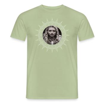 Shield Maiden Viking Warrior Middle Ages Freya - Men's T-Shirt - sage - Front - AI Model Male 178 light (178cm)