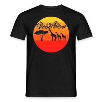 Giraffe Africa Safari Animal Gift Retro Giraffe - T-shirt homme - noir - Devant - AI Model Male 178 light (178cm)