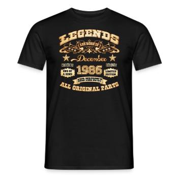 Legends are born in December 1986 - Men's T-Shirt - black - Front - AI Model Male 178 light (178cm)
