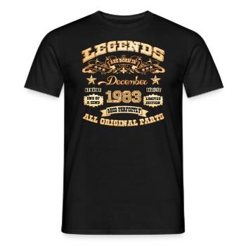 Legends are born in December 1983 - Men's T-Shirt - black - Front - AI Model Male 178 light (178cm)