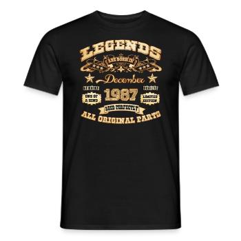 Legends are born in December 1987 - Men's T-Shirt - black - Front - AI Model Male 178 light (178cm)