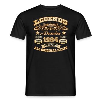 Legends are born in December 1984 - Men's T-Shirt - black - Front - AI Model Male 178 light (178cm)