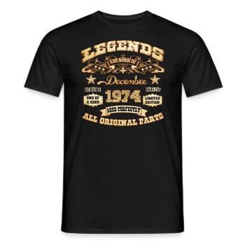 Legends are born in December 1974 - Men's T-Shirt - black - Front - AI Model Male 178 light (178cm)