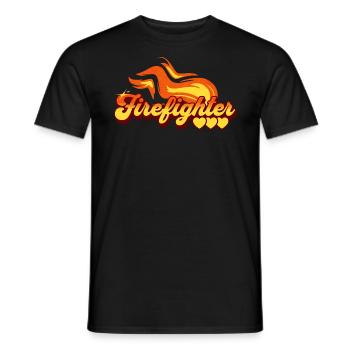 Motif Flamme Cadeau Pompier - T-shirt homme - noir - Devant - AI Model Male 178 light (178cm)