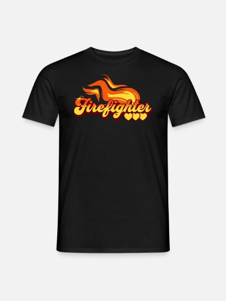 Firefighter Gift Flame Pattern - Men's T-Shirt - black