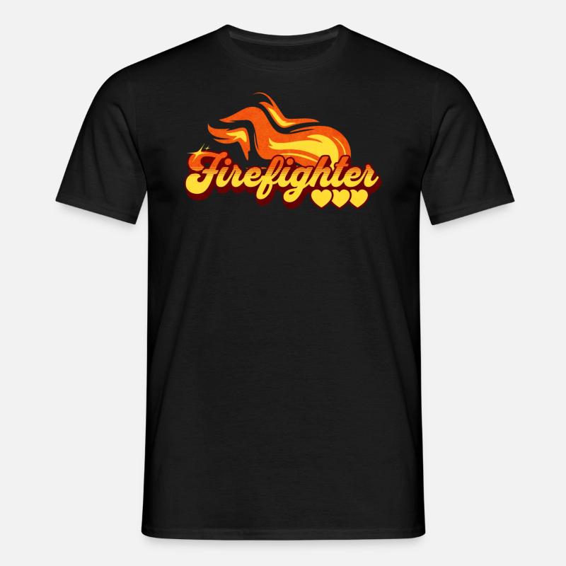 Firefighter Gift Flame Pattern - Men's T-Shirt - black