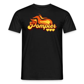 Motif Flamme Cadeau Pompier - T-shirt homme - noir - Devant - AI Model Male 178 light (178cm)