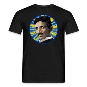 Nicola Tesla Popart - Männer T-Shirt - Schwarz - Vorne - AI Model Male 178 light (178cm)