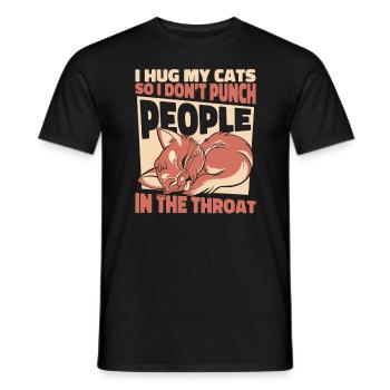 Chat Chats Amoureux Chat Propriétaire Chaton - T-shirt homme - noir - Devant - AI Model Male 178 light (178cm)