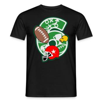 Football 6th birthday party number 6 - 6 years - Men's T-Shirt - black - Front - AI Model Male 178 light (178cm)