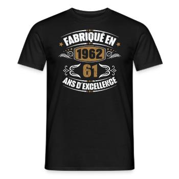 Birthday gift 61 years, Made in 1962 - Men's T-Shirt - black - Front - AI Model Male 178 light (178cm)