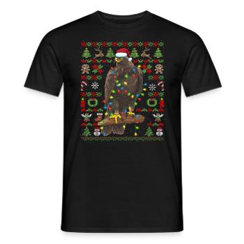 Adler Weihnachten Ugly Christmas Greifvogel - Männer T-Shirt - Schwarz - Vorne - AI Model Male 178 light (178cm)
