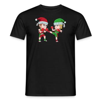 Lustiges Kickboxer Elf Weihnachten Boxen - Männer T-Shirt - Schwarz - Vorne - AI Model Male 178 light (178cm)