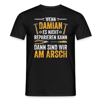 Lustiges Damian Handwerker Heimwerker Sprüche - Männer T-Shirt - Schwarz - Vorne - AI Model Male 178 light (178cm)