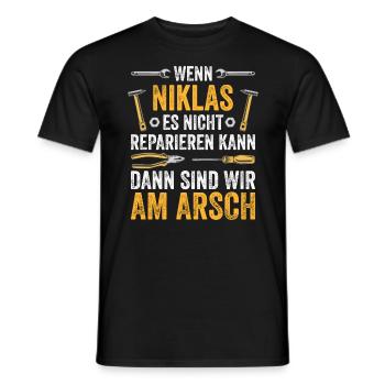 Lustiges Niklas Handwerker Heimwerker Sprüche - Männer T-Shirt - Schwarz - Vorne - AI Model Male 178 light (178cm)