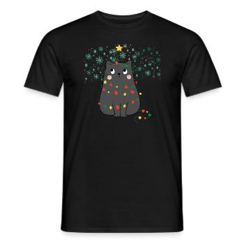 Black Cat Christmas, Meowy Christmas - Men's T-Shirt - black - Front - AI Model Male 178 light (178cm)