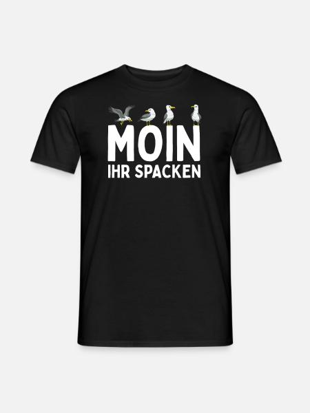 Moin Ihr Spacken! Norden Möwen Lustiger Spruch - Männer T-Shirt - Schwarz