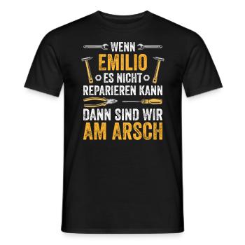Lustiges Emilio Handwerker Heimwerker Sprüche - Männer T-Shirt - Schwarz - Vorne - AI Model Male 178 light (178cm)